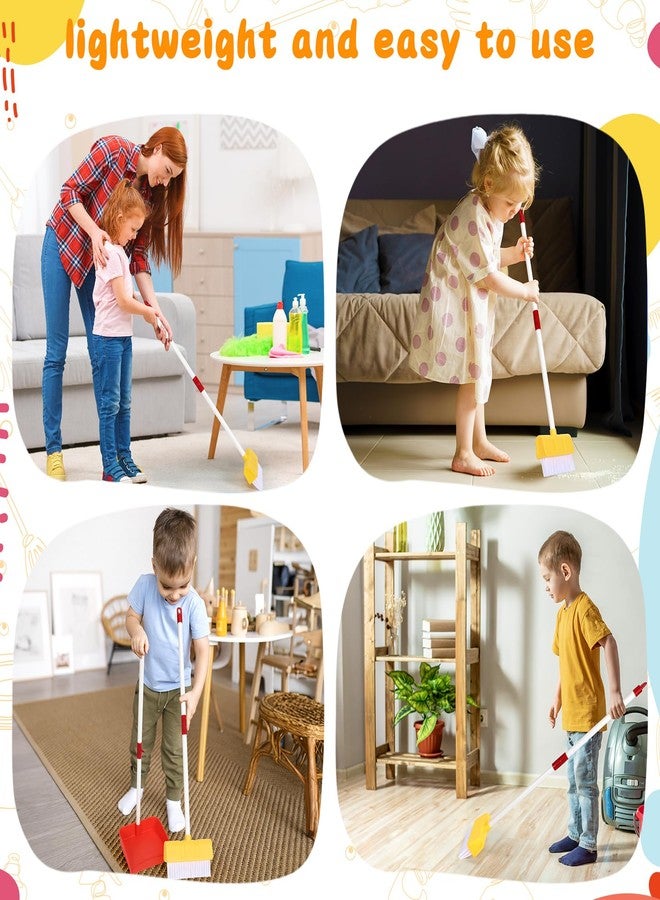LIMIROLER Kids Cleaning Toy Set Toddlers Broom Dust Pan Set for Housekeeping Pretend Play Cleaning Set, Cleaning Toys Gift for Toddlers Girls Boys Age 3-6 Years Old (2PCS - Red and Yellow Set) - Image 2